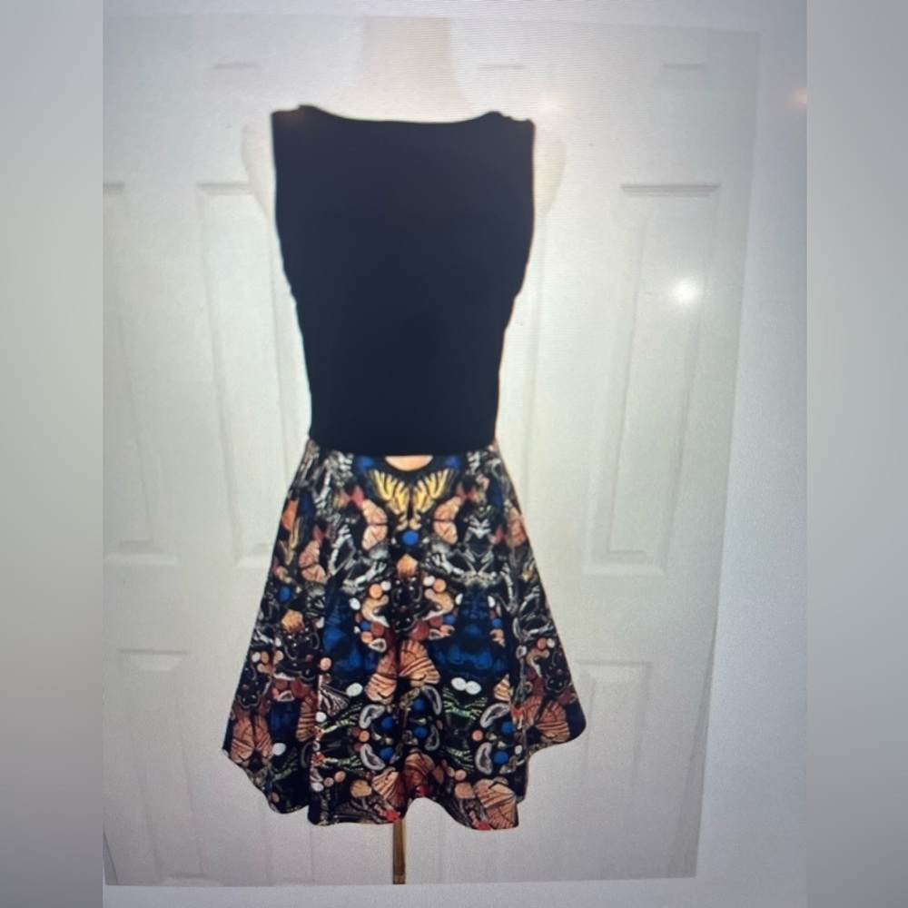 Alice + Olivia women’s multicolor Amabel Butterfly print fit & flare dress. Sz 6